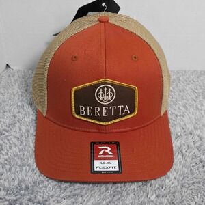 Beretta TKAD FlexFit Meshback Trucker Cap Hat Size L/XL Orange Khaki NWT